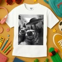 Funny Dogs Selfie With UFOs Kids T-Shirt thumb 3