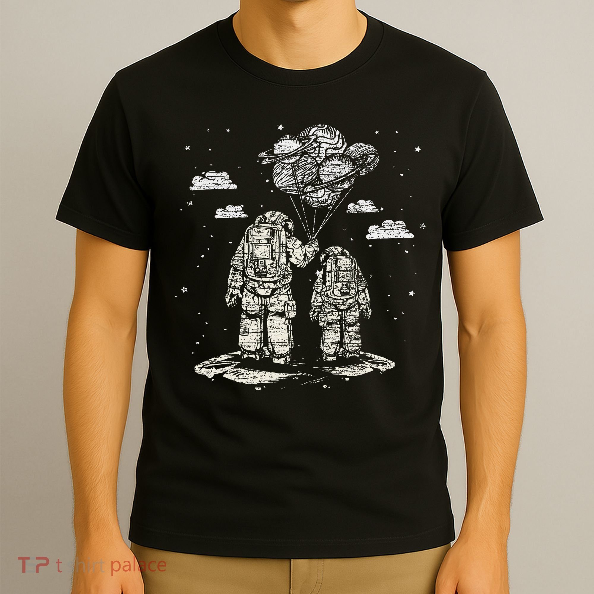 Fathers Day Space Science Astronomy Lover Dad Son Astronaut T-Shirt