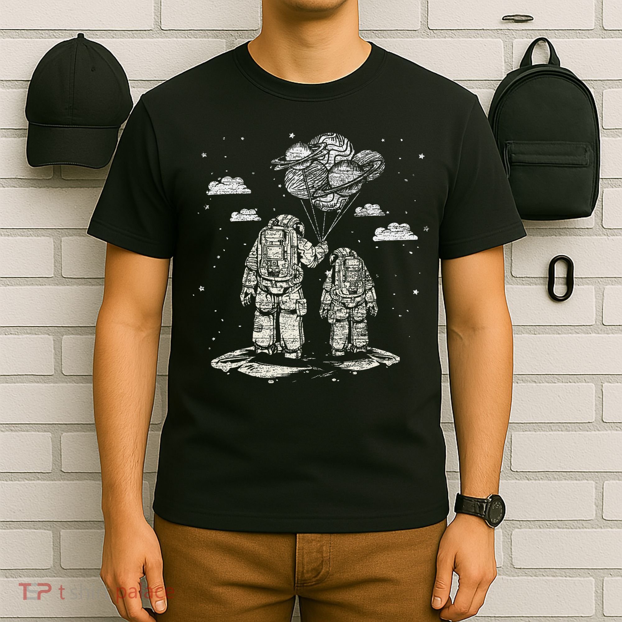 Fathers Day Space Science Astronomy Lover Dad Son Astronaut T-Shirt