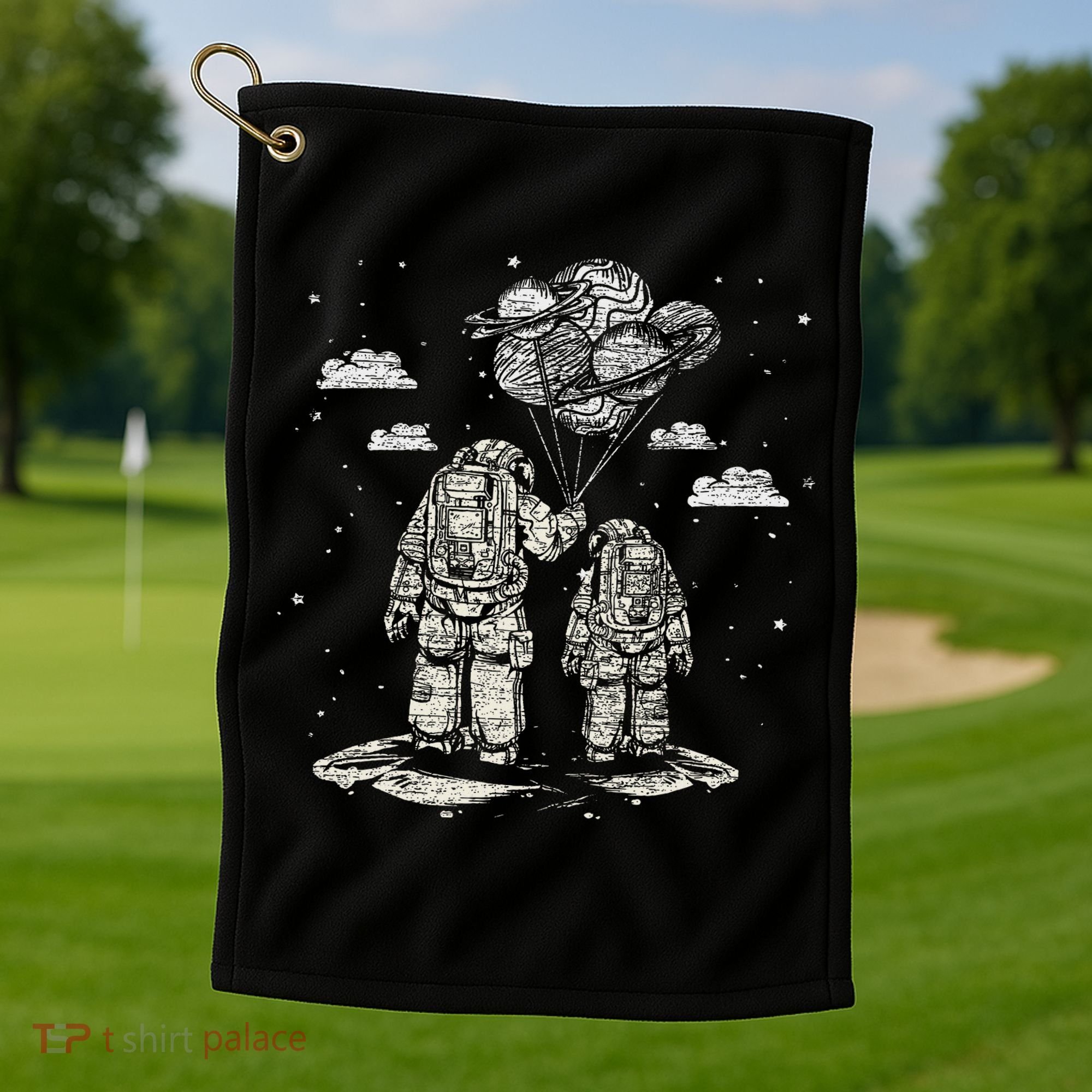 Fathers Day Space Science Astronomy Lover Dad Son Astronaut Golf Towel