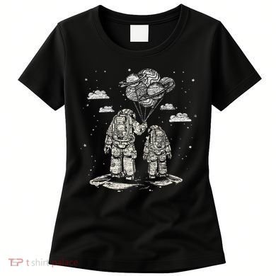 Fathers Day Space Science Astronomy Lover Dad Son Astronaut Women's T-Shirt