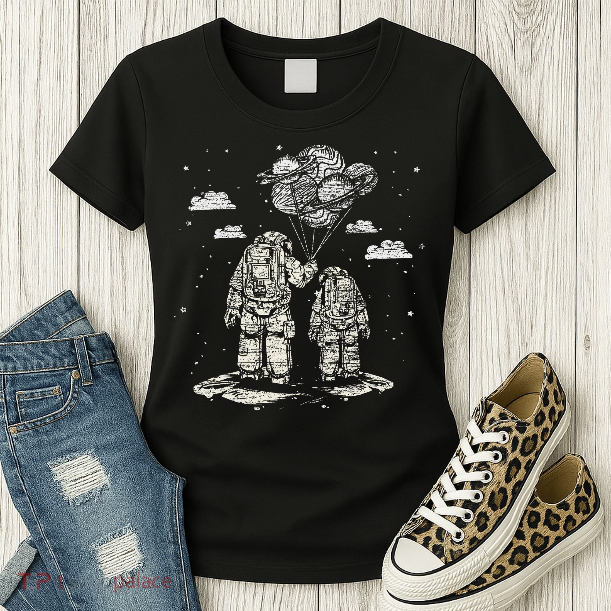 Fathers Day Space Science Astronomy Lover Dad Son Astronaut Women's T-Shirt