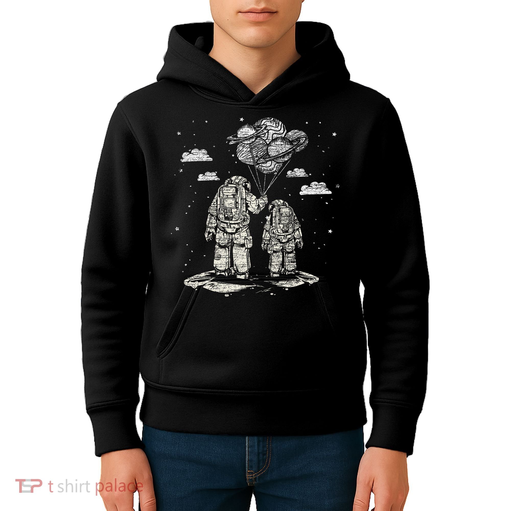 Fathers Day Space Science Astronomy Lover Dad Son Astronaut Kids Hoodie
