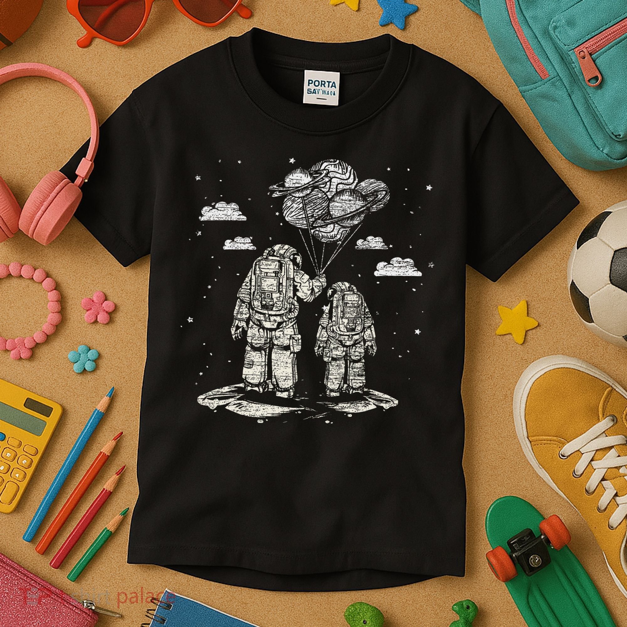 Fathers Day Space Science Astronomy Lover Dad Son Astronaut Kids T-Shirt