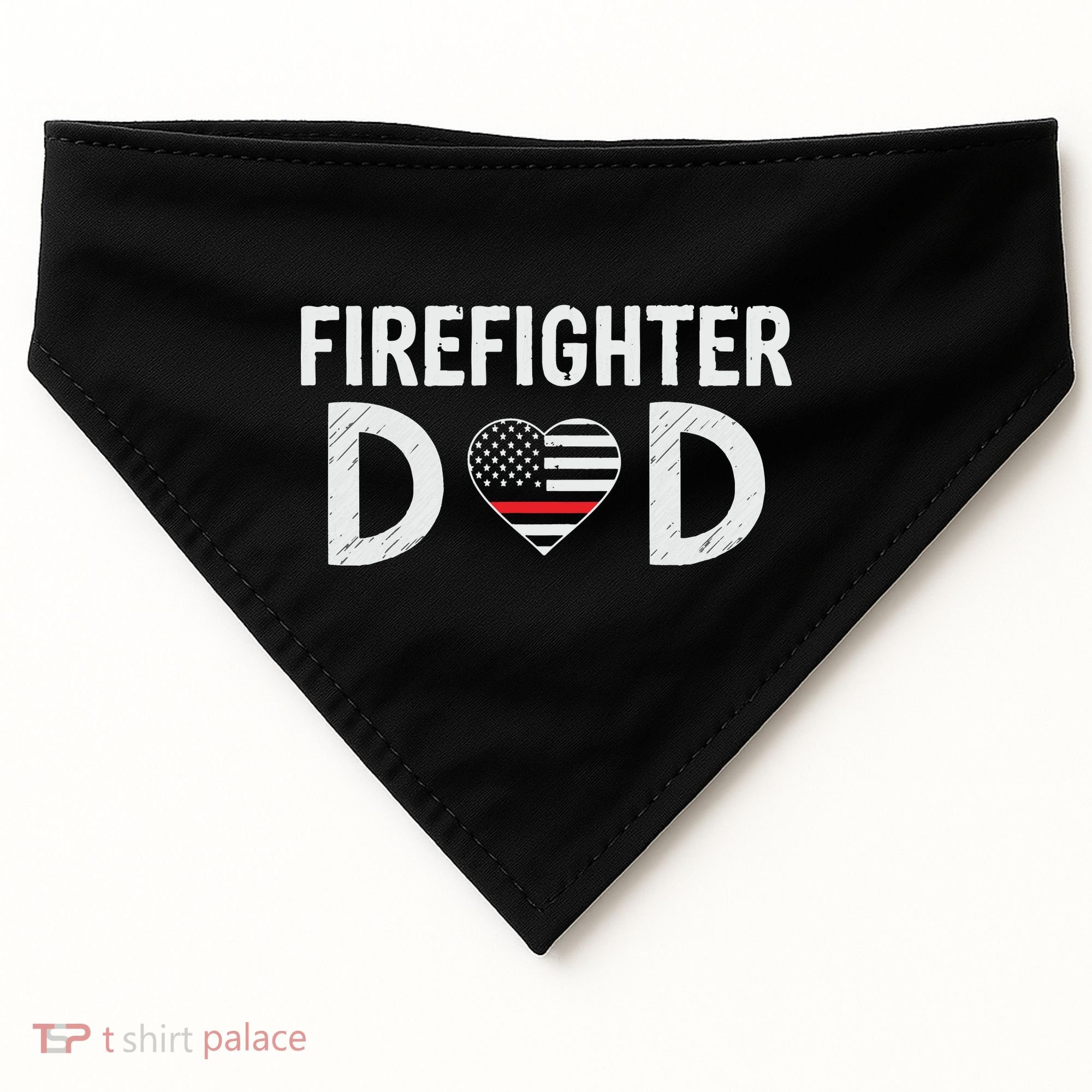 Firefighter Dad Support The Thin Red Line USA Flag USA-Made Doggie Bandana