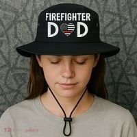 Firefighter Dad Support The Thin Red Line USA Flag Bucket Hat thumb 3