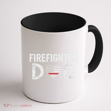 Firefighter Dad Support The Thin Red Line USA Flag Coffee Mug back