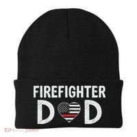 Firefighter Dad Support The Thin Red Line USA Flag Beanie thumb 0