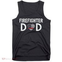Firefighter Dad Support The Thin Red Line USA Flag Tank Top thumb 0