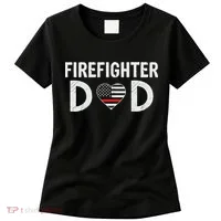 Firefighter Dad Support The Thin Red Line USA Flag Women's T-Shirt thumb 0