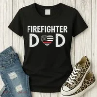 Firefighter Dad Support The Thin Red Line USA Flag Women's T-Shirt thumb 3