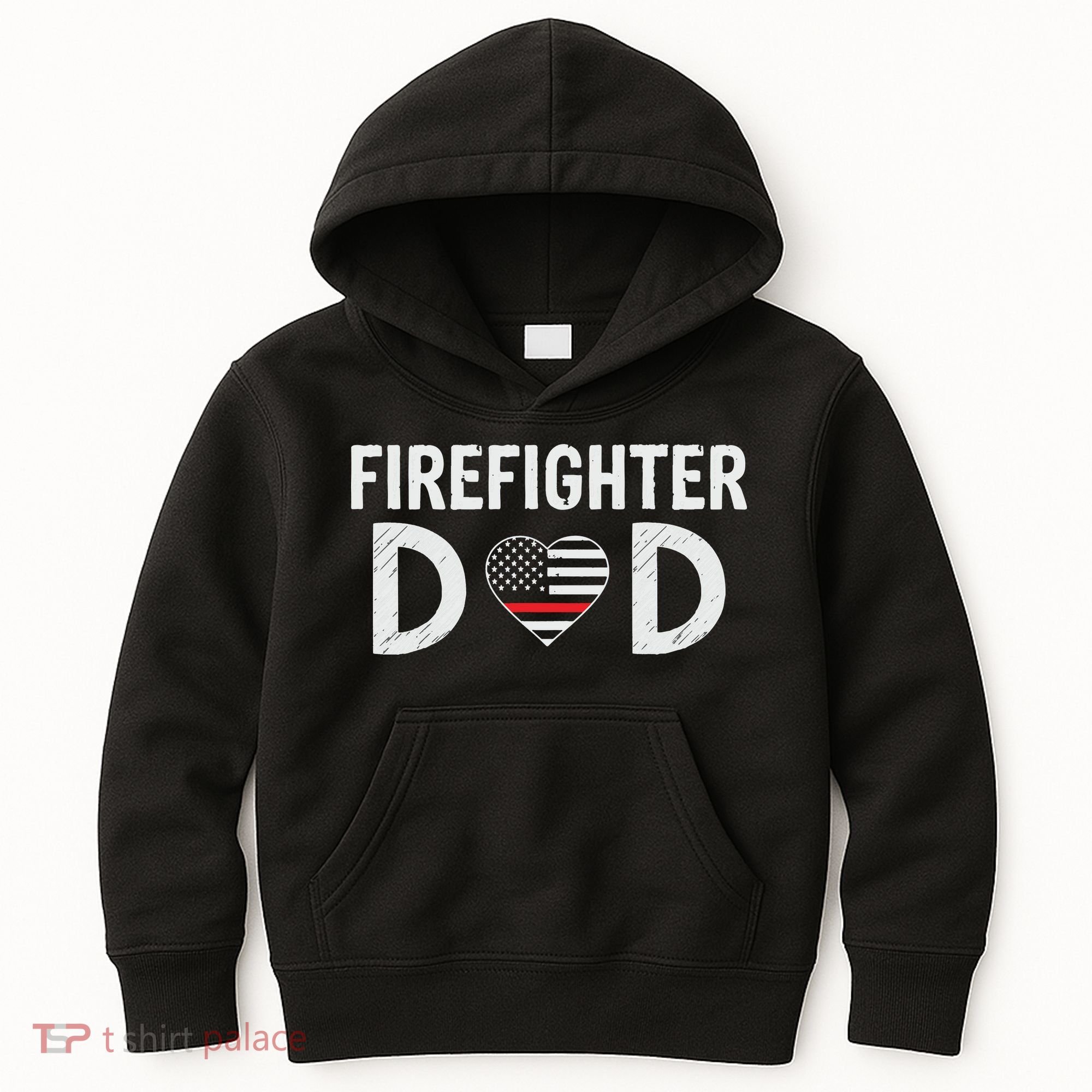 Firefighter Dad Support The Thin Red Line USA Flag Kids Hoodie
