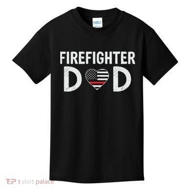 Firefighter Dad Support The Thin Red Line USA Flag Kids T-Shirt