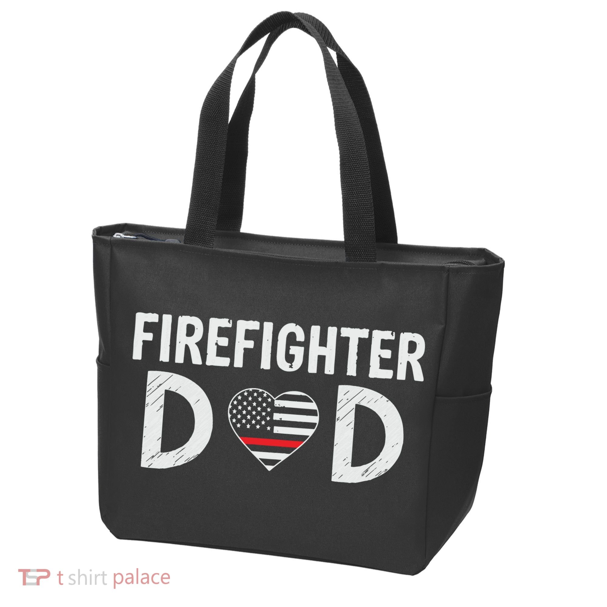 Firefighter Dad Support The Thin Red Line USA Flag Tote Bag