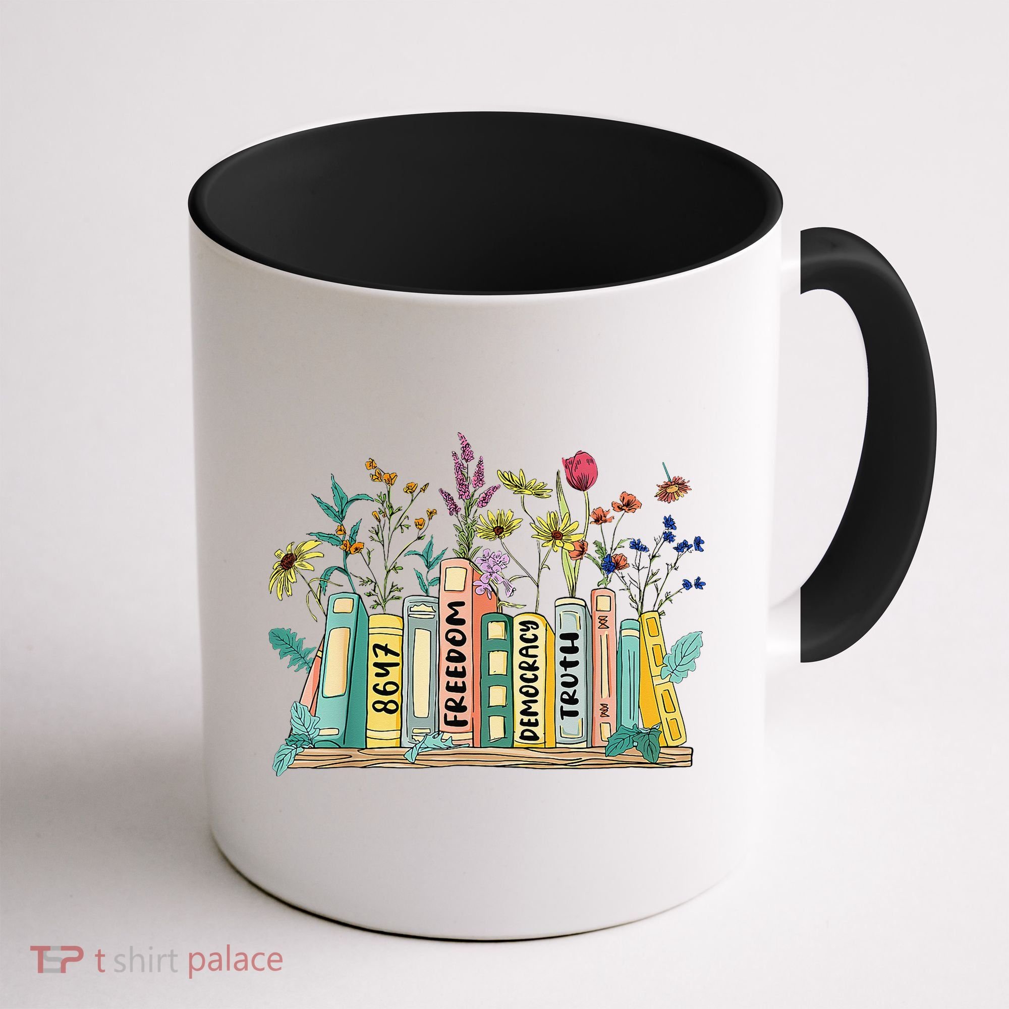 Freedom Democracy  Truth 8647 Retro Book Flower Gift Coffee Mug