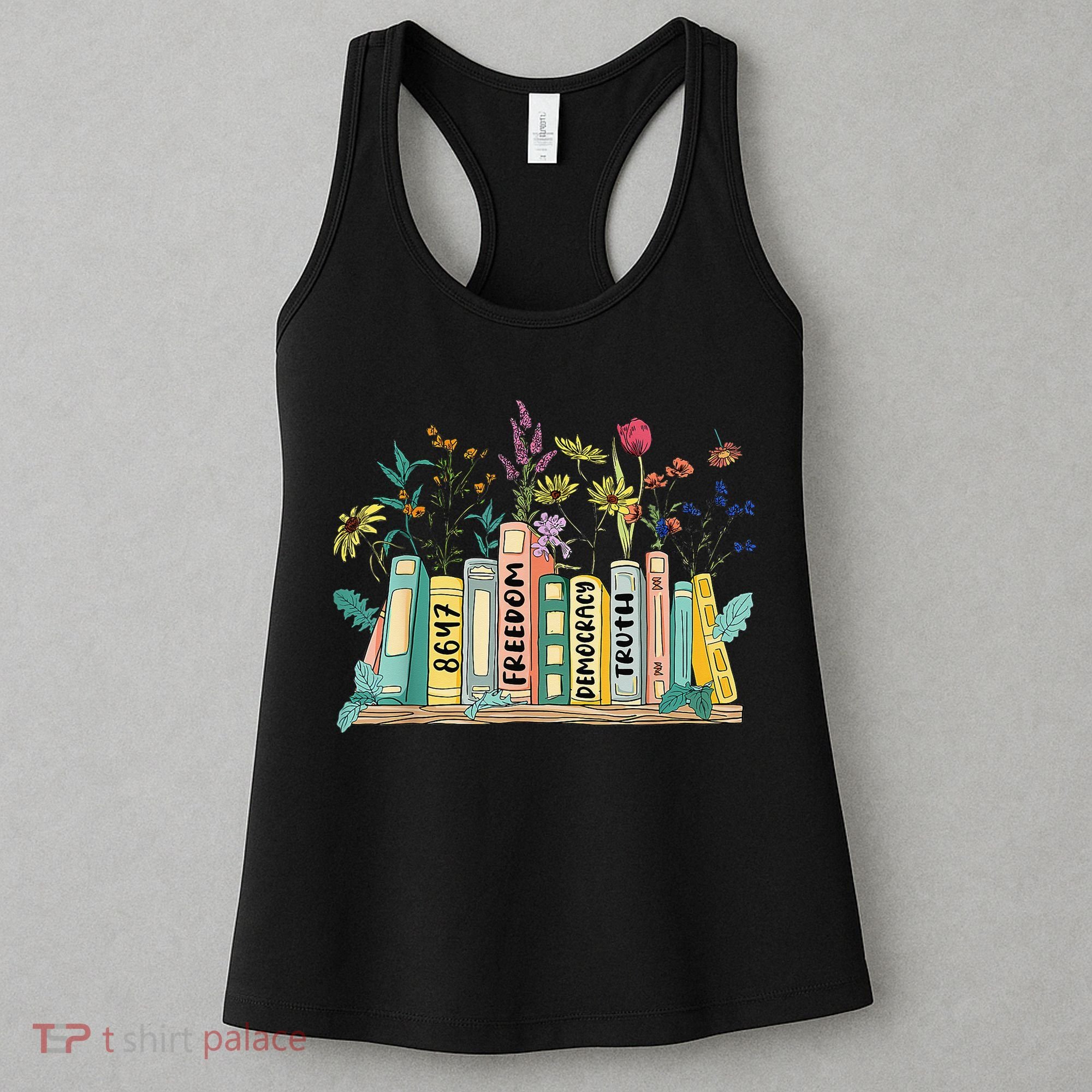 Freedom Democracy  Truth 8647 Retro Book Flower Gift Women's Tank Top