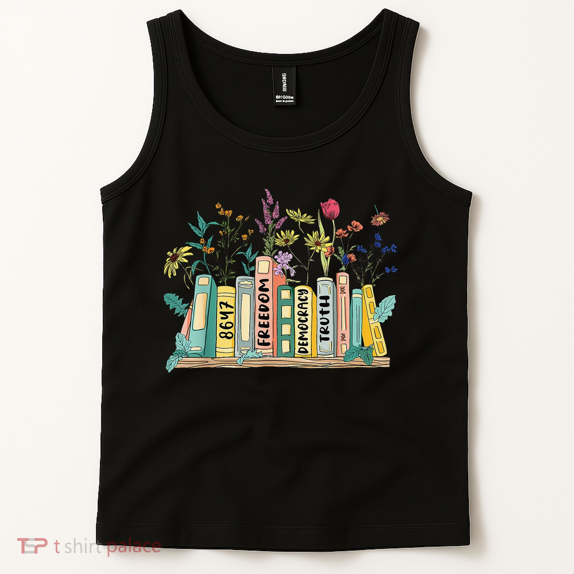 Freedom Democracy  Truth 8647 Retro Book Flower Gift Tank Top
