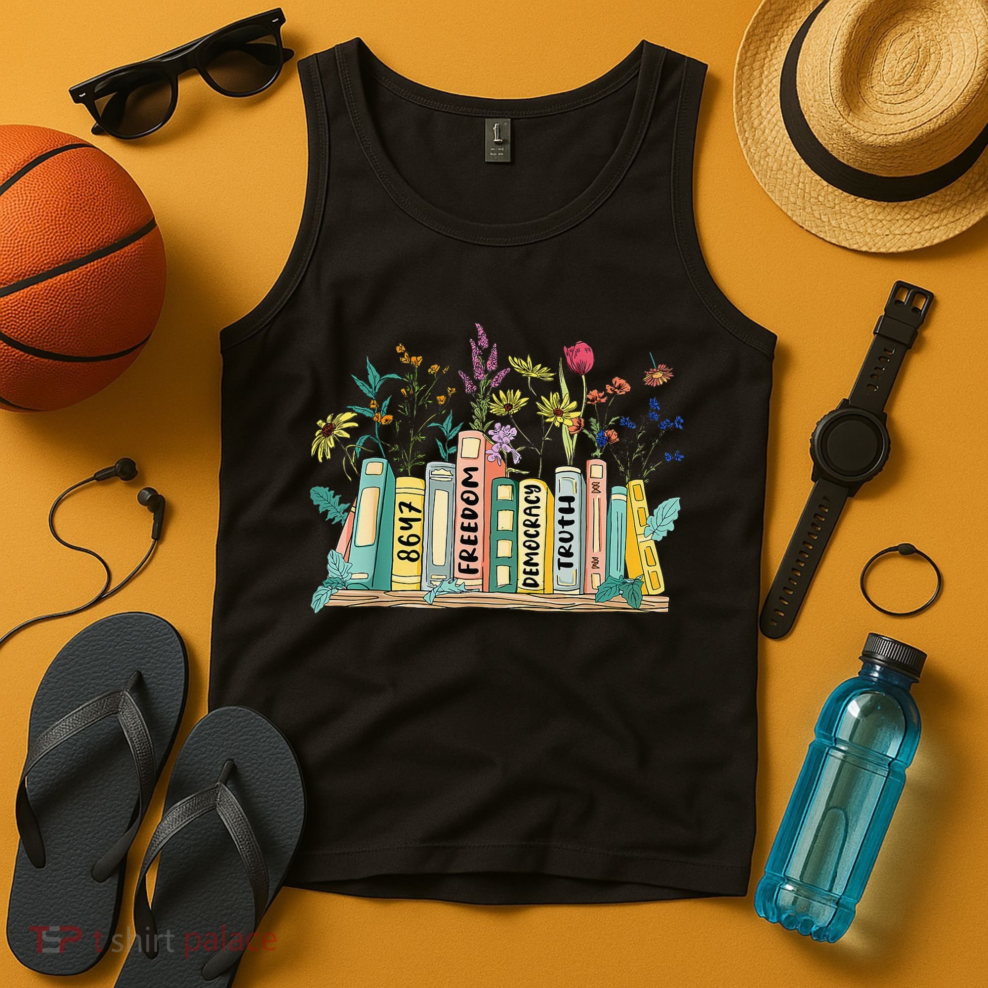 Freedom Democracy  Truth 8647 Retro Book Flower Gift Tank Top
