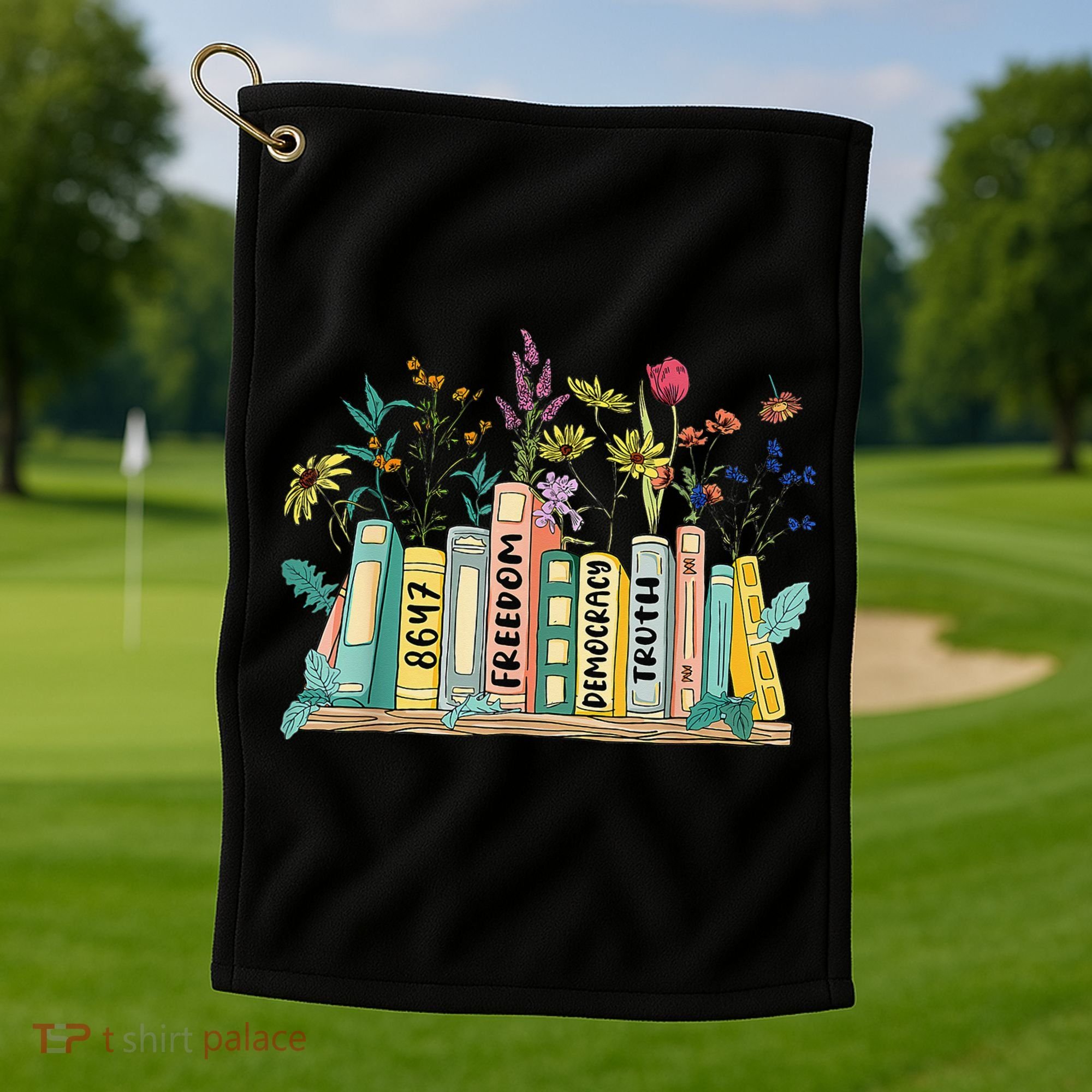 Freedom Democracy  Truth 8647 Retro Book Flower Gift Golf Towel