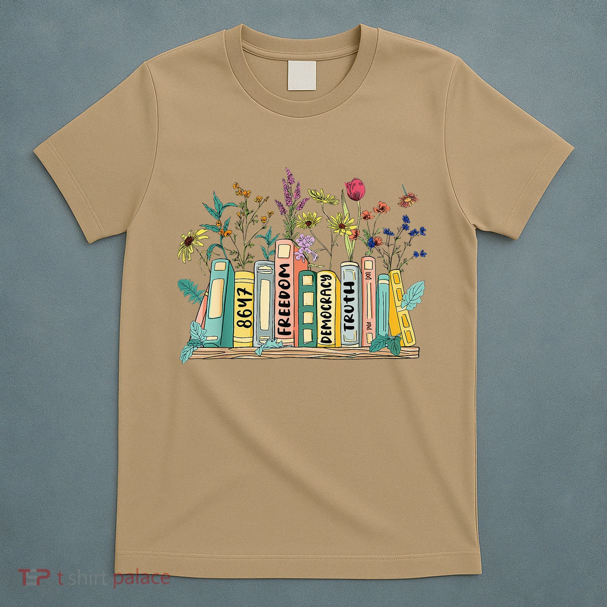 Freedom Democracy  Truth 8647 Retro Book Flower Gift T-Shirt