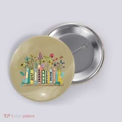 Freedom Democracy  Truth 8647 Retro Book Flower Gift Button