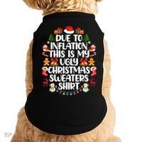 Funny Due To Inflation Ugly Christmas Sweaters Doggie Tank thumb 0