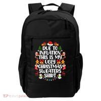 Funny Due To Inflation Ugly Christmas Sweaters Backpack thumb 0