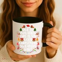 Funny Due To Inflation Ugly Christmas Sweaters Coffee Mug thumb 3