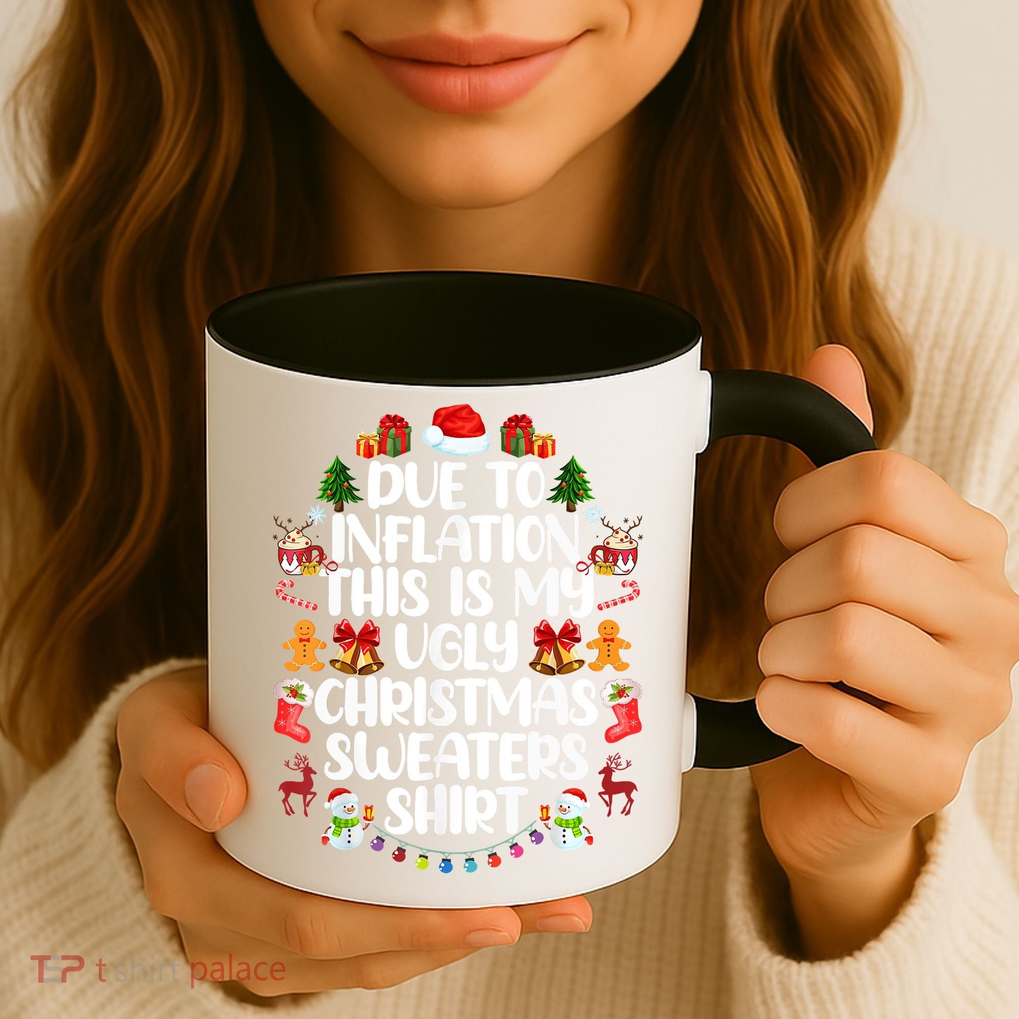 Funny Due To Inflation Ugly Christmas Sweaters Coffee Mug