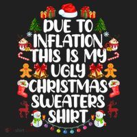 Funny Due To Inflation Ugly Christmas Sweaters Beanie thumb 2