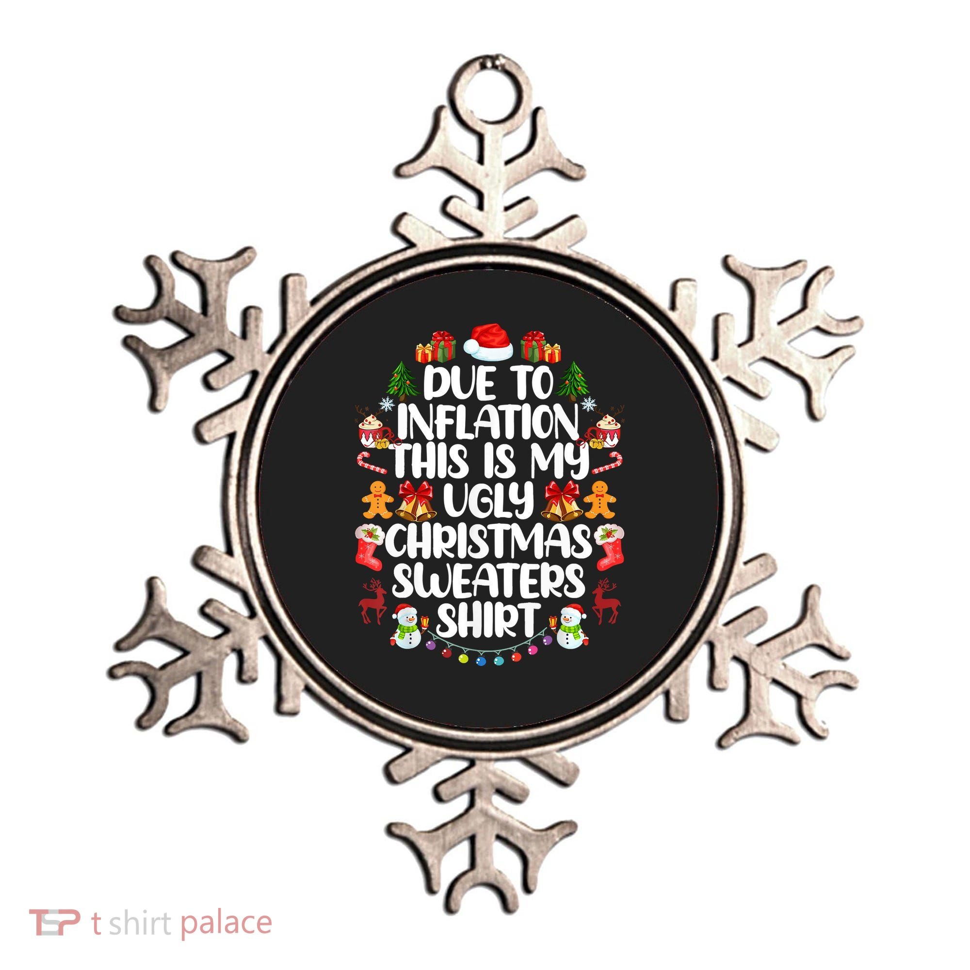 Funny Due To Inflation Ugly Christmas Sweaters Ornament