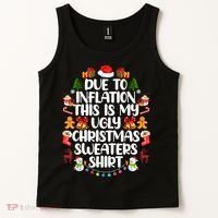 Funny Due To Inflation Ugly Christmas Sweaters Tank Top thumb 2