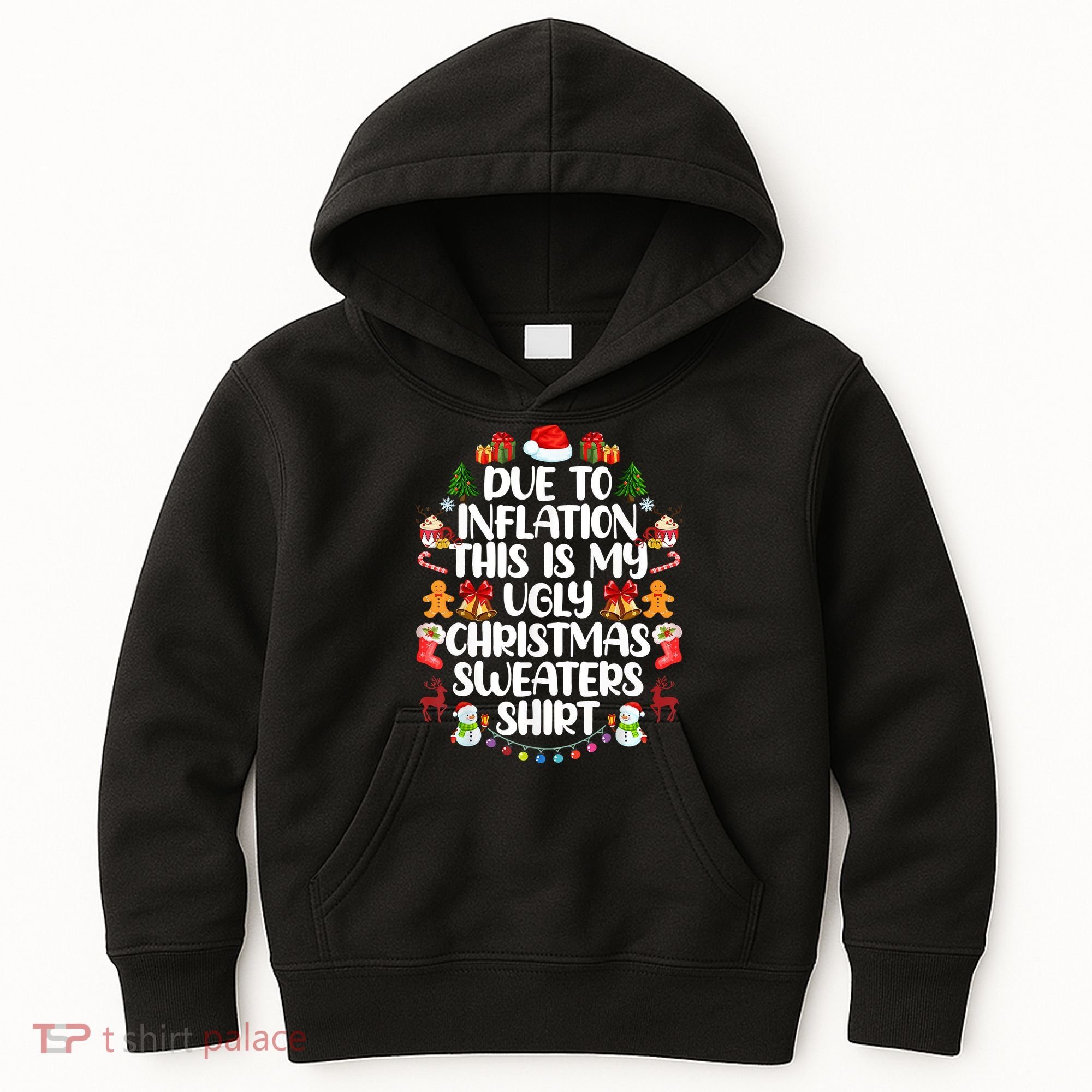 Funny Due To Inflation Ugly Christmas Sweaters Kids Hoodie