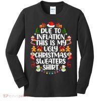 Funny Due To Inflation Ugly Christmas Sweaters Kids Long Sleeve Shirt thumb 0