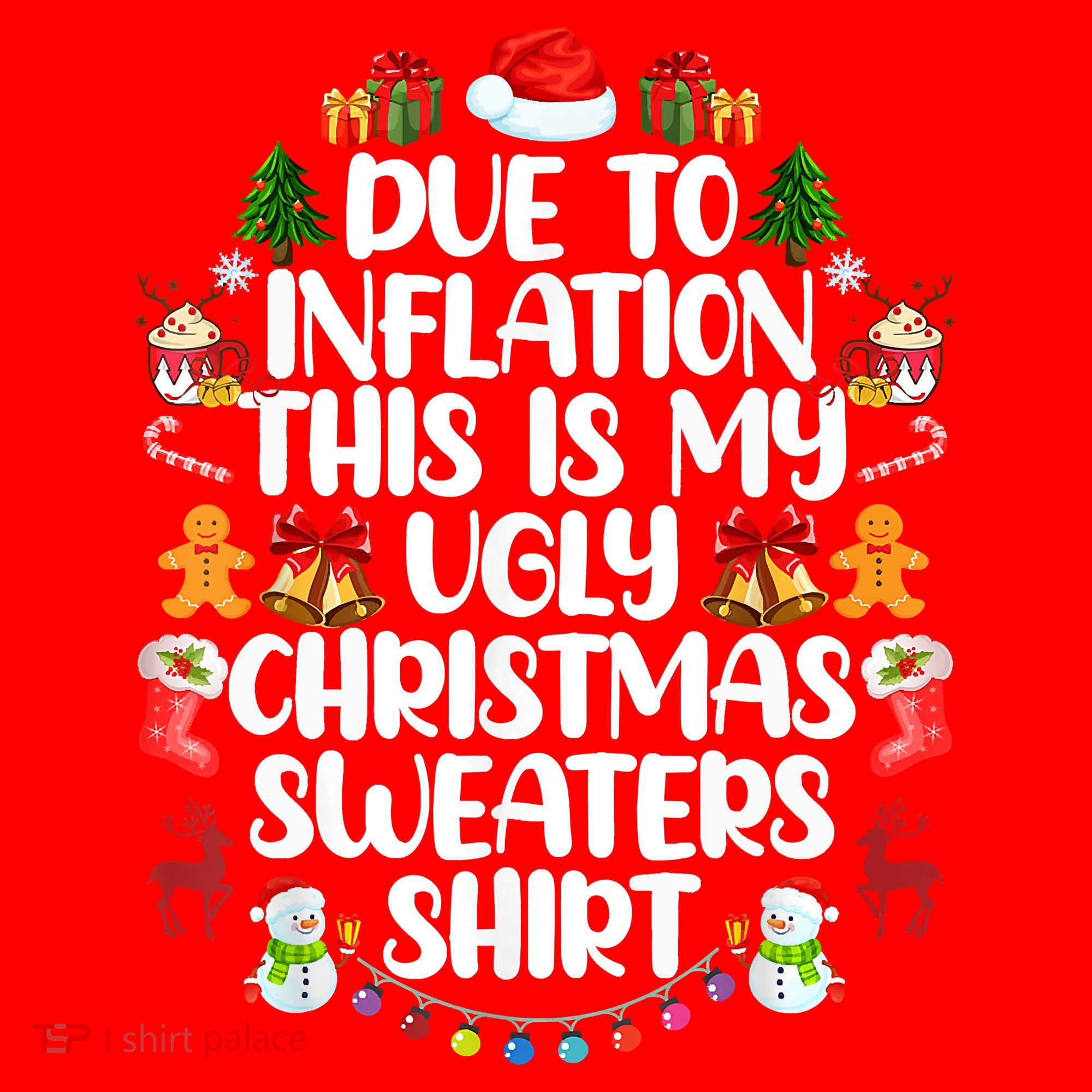 Funny Due To Inflation Ugly Christmas Sweaters Santa Hat