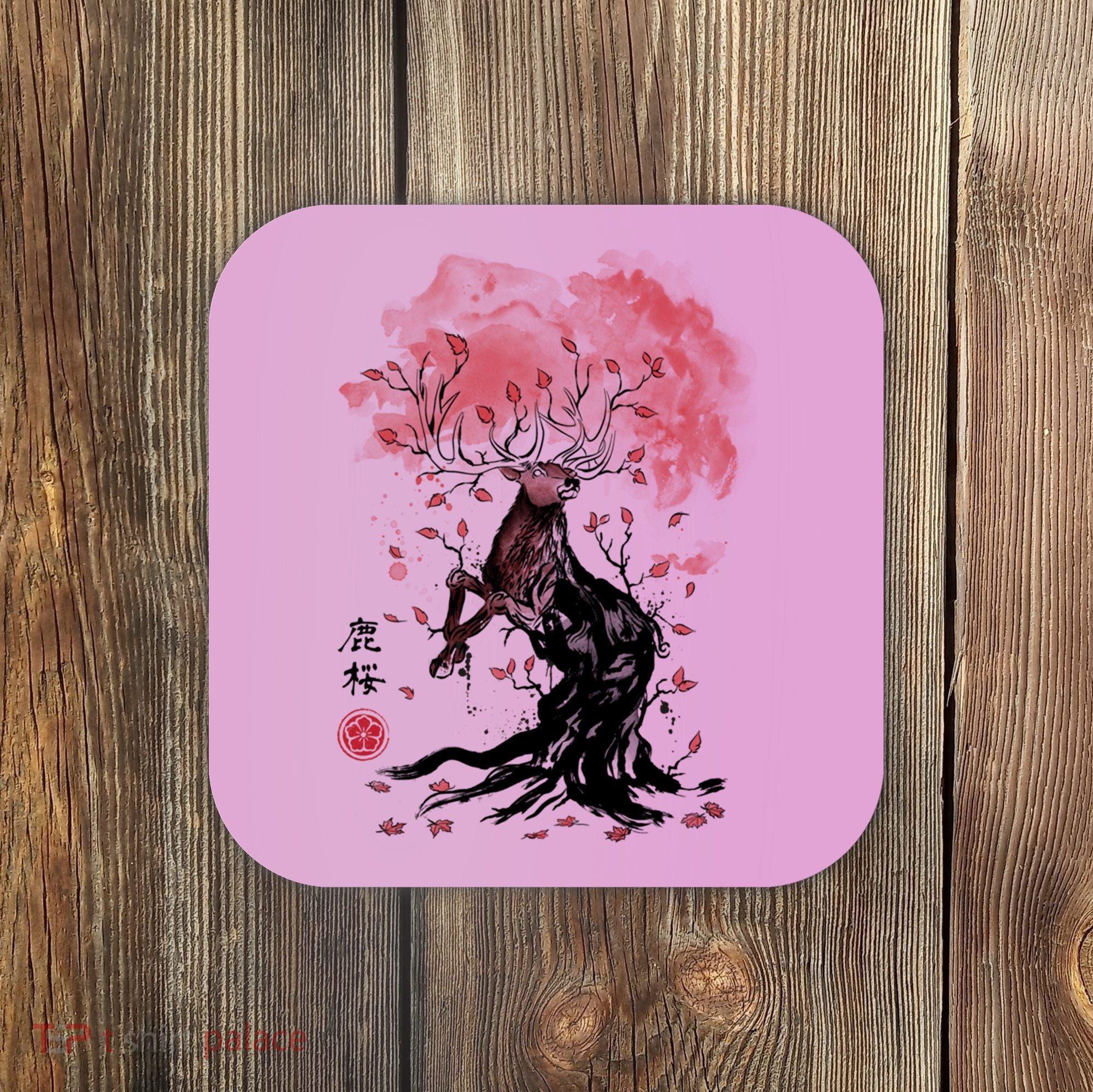 Fantasy Deer Tree Japanese Style Art Picture Painting Coaster