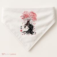 Fantasy Deer Tree Japanese Style Art Picture Painting USA-Made Doggie Bandana thumb 0