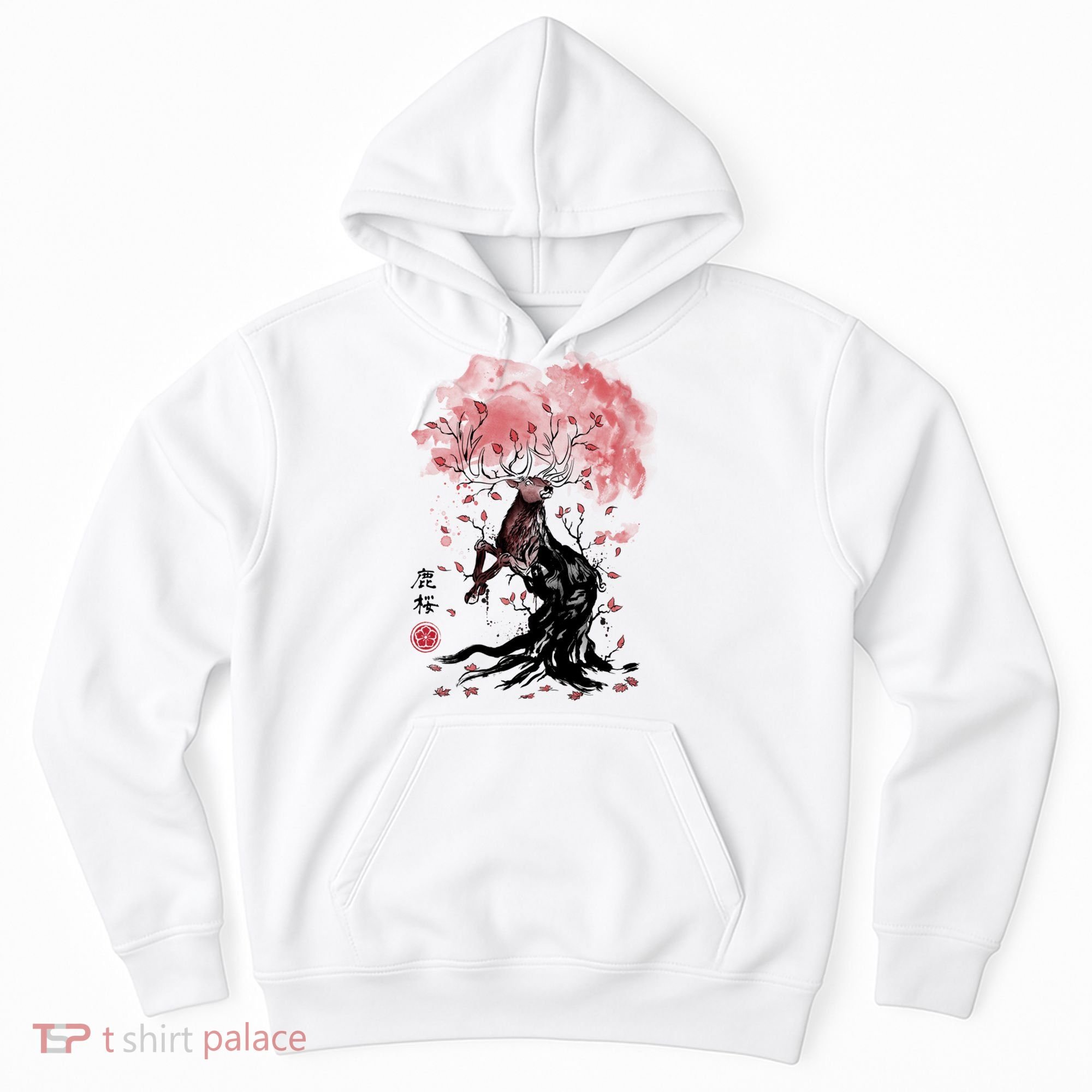 Fantasy Deer Tree Japanese Style Art Picture Painting Hoodie