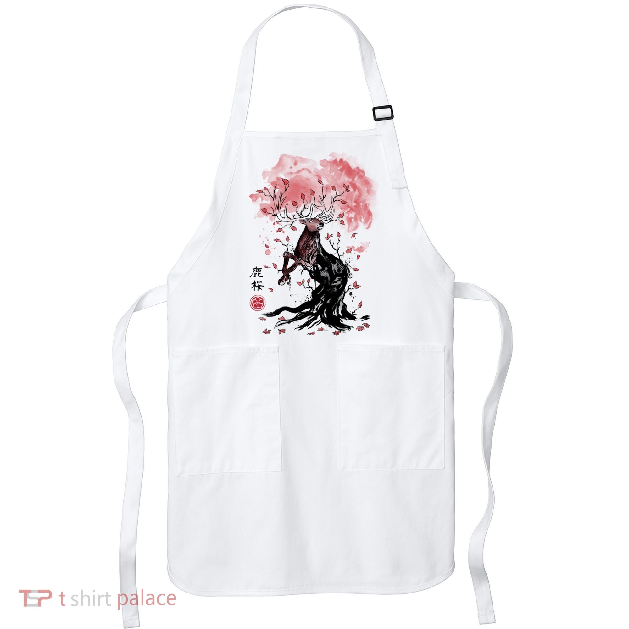 Fantasy Deer Tree Japanese Style Art Picture Painting Apron