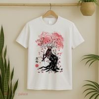 Fantasy Deer Tree Japanese Style Art Picture Painting T-Shirt thumb 2