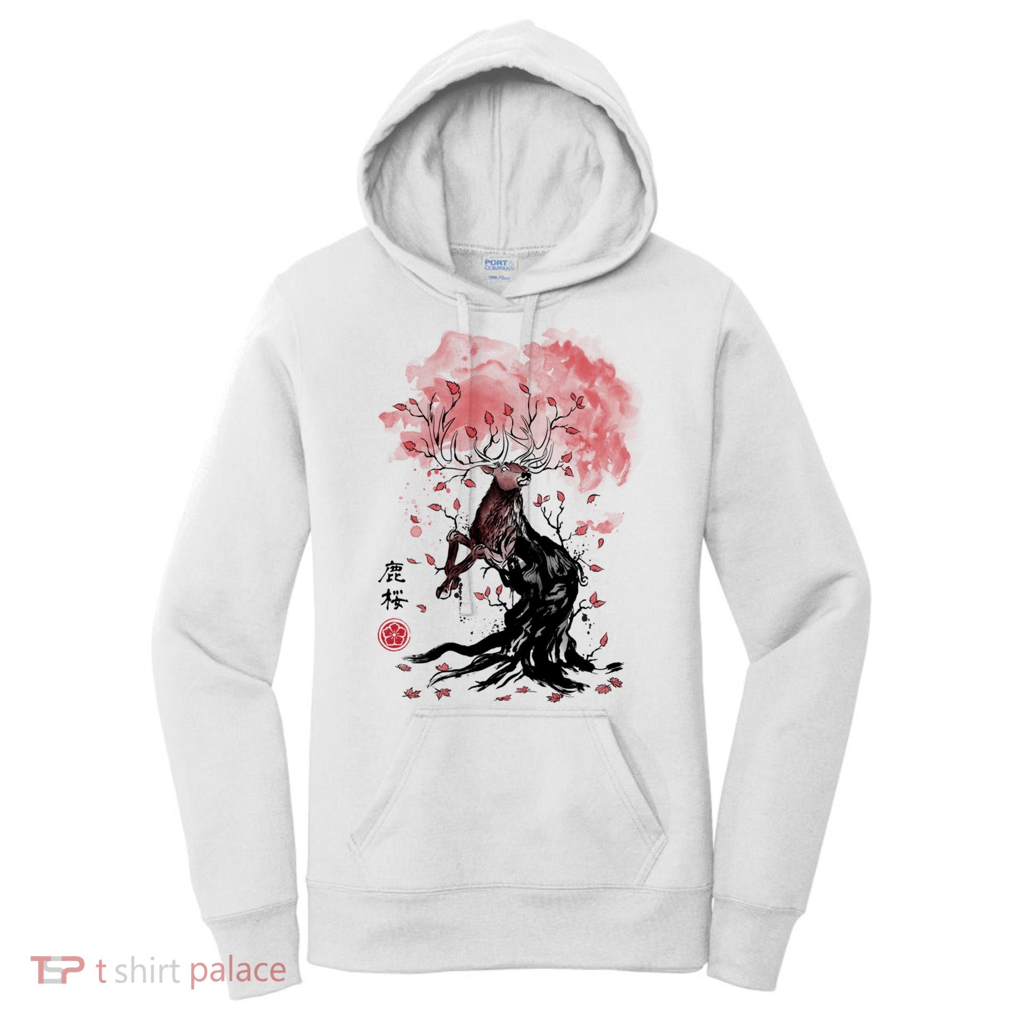 Fantasy Deer Tree Japanese Style Art Picture Painting Women's Hoodie
