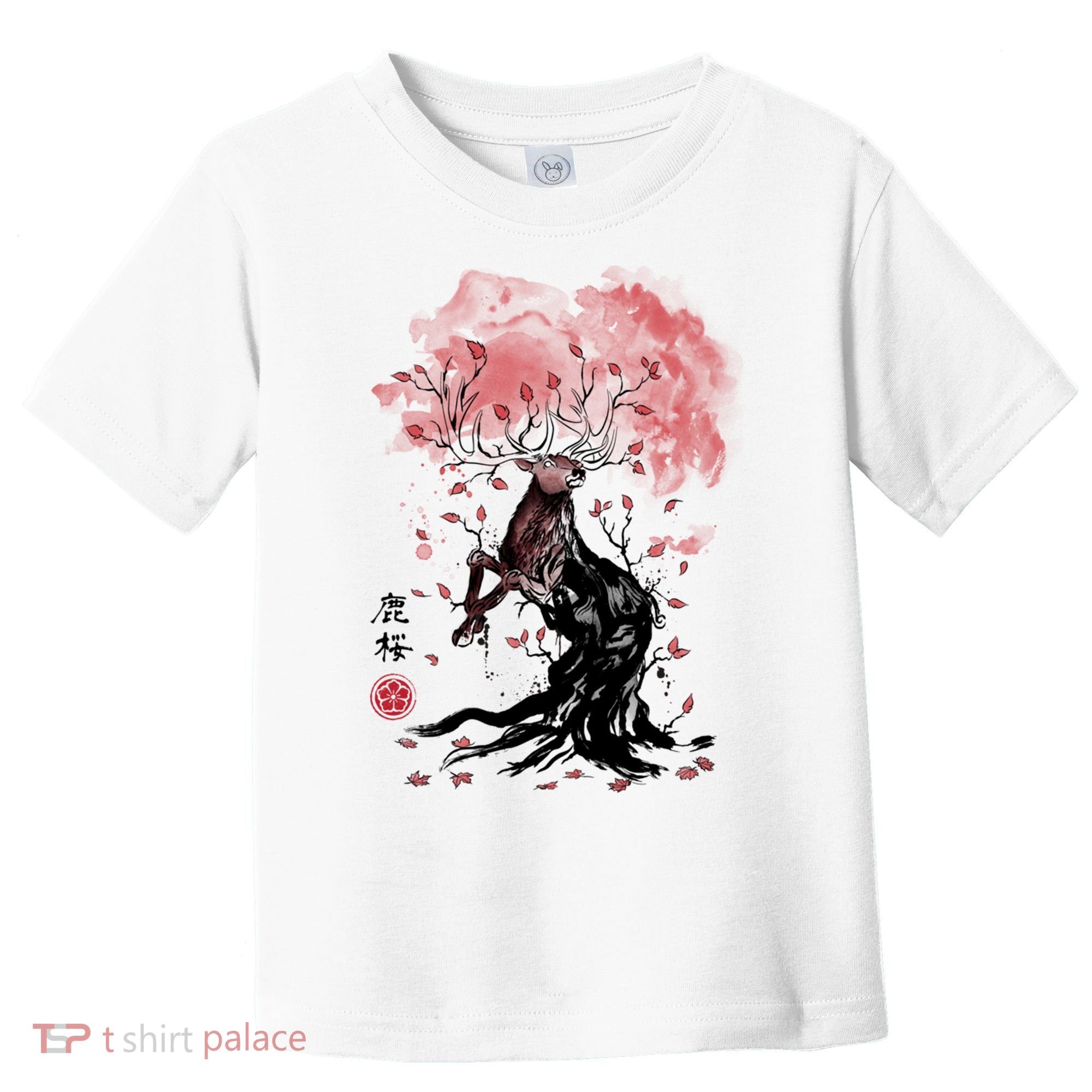 Fantasy Deer Tree Japanese Style Art Picture Painting Toddler T-Shirt