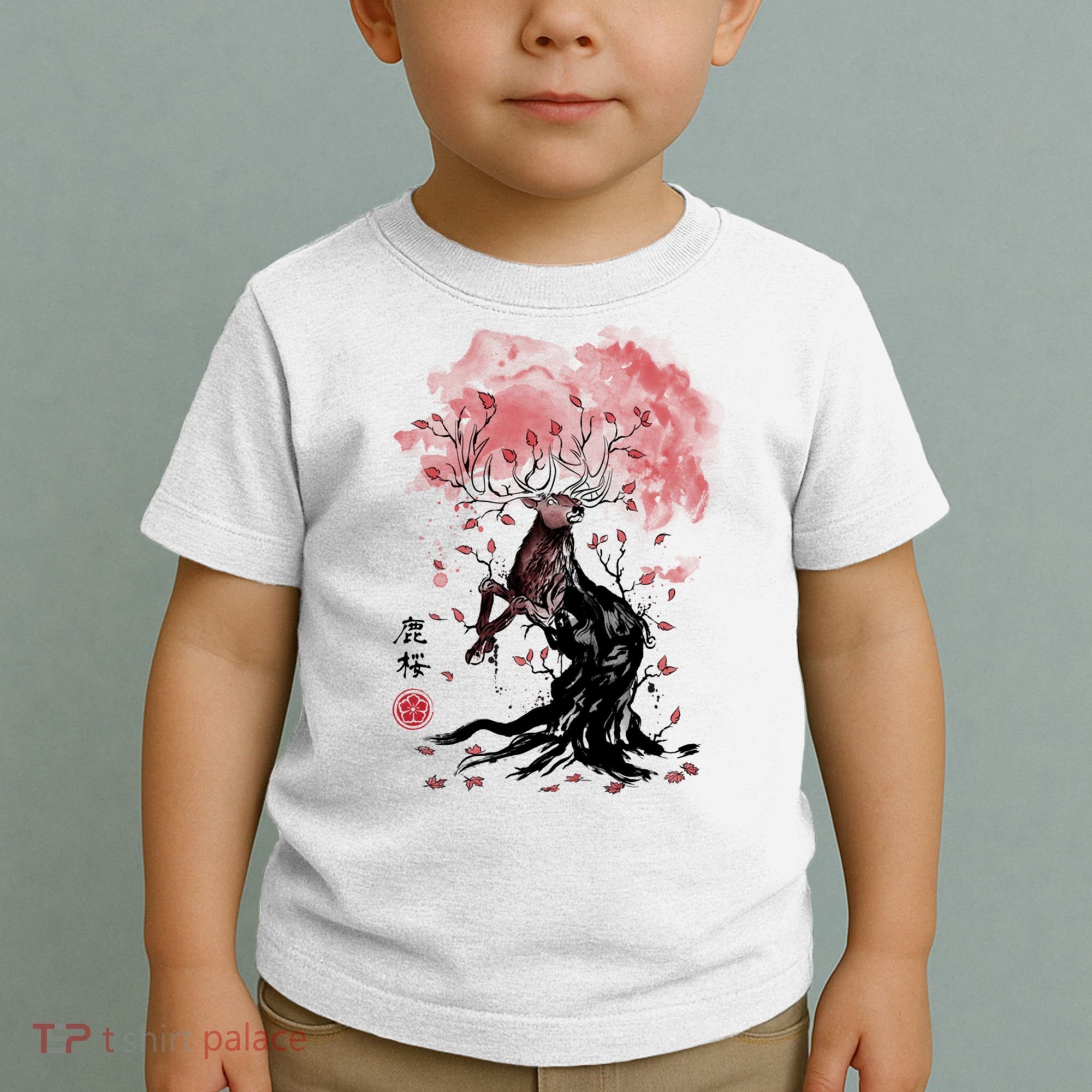 Fantasy Deer Tree Japanese Style Art Picture Painting Toddler T-Shirt