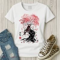 Fantasy Deer Tree Japanese Style Art Picture Painting Women's T-Shirt thumb 3