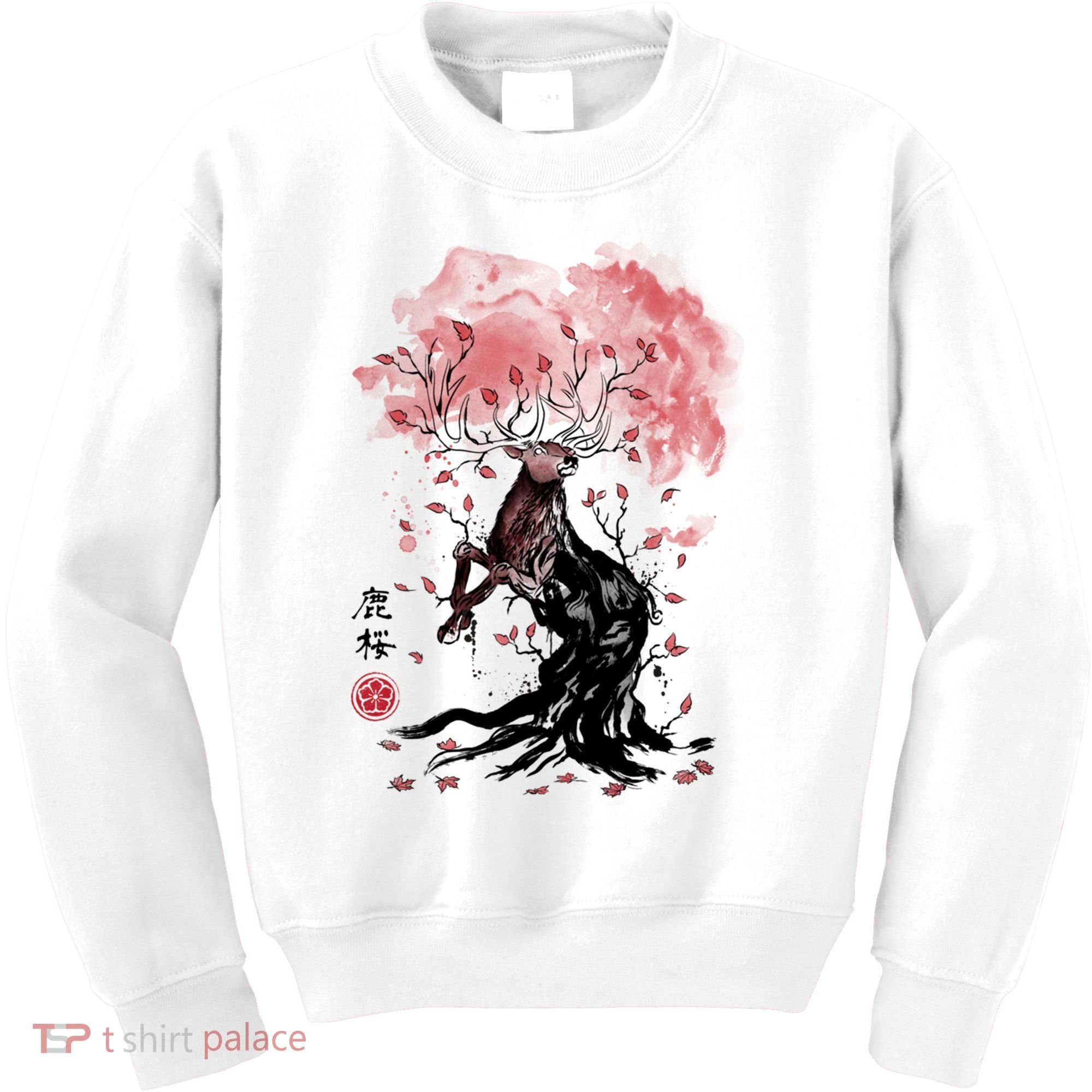 Fantasy Deer Tree Japanese Style Art Picture Painting Kids Sweatshirt