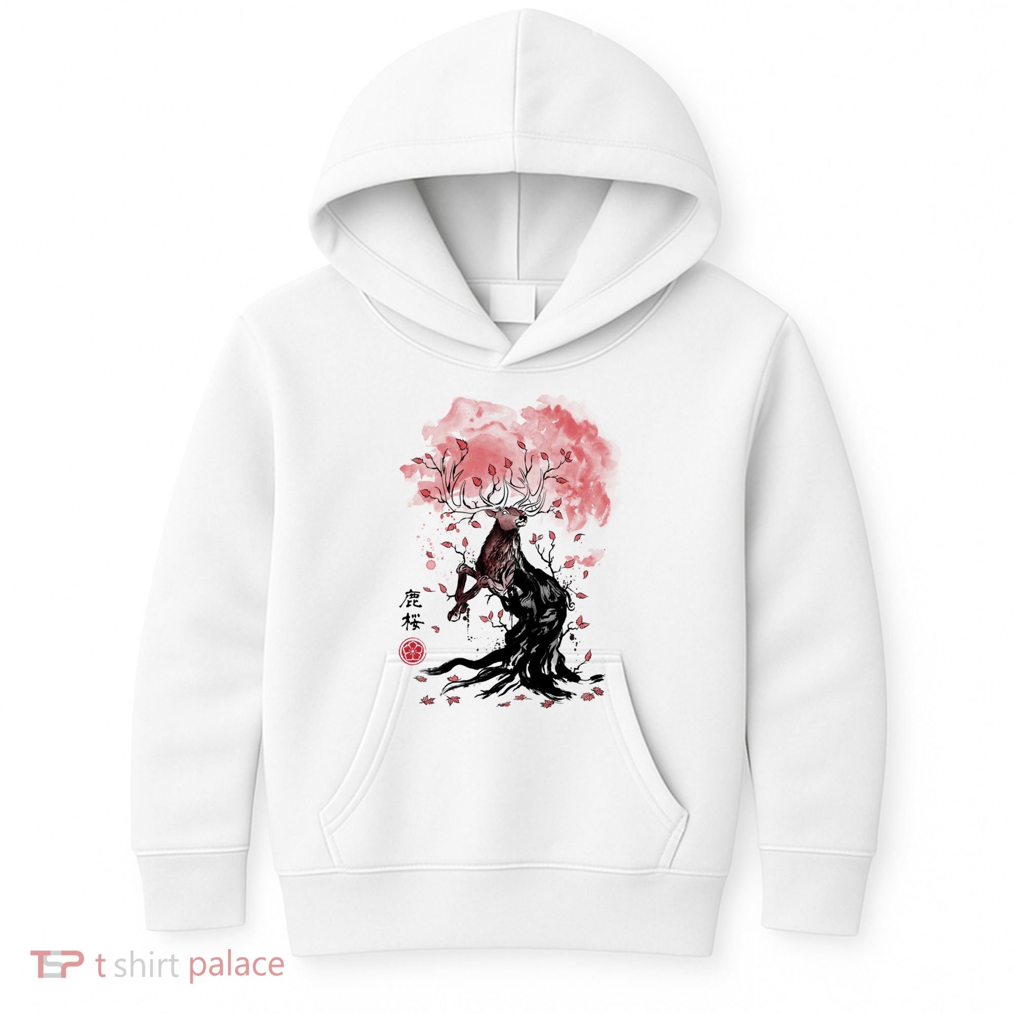 Fantasy Deer Tree Japanese Style Art Picture Painting Kids Hoodie