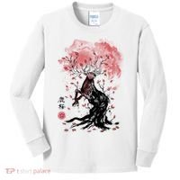 Fantasy Deer Tree Japanese Style Art Picture Painting Kids Long Sleeve Shirt thumb 0