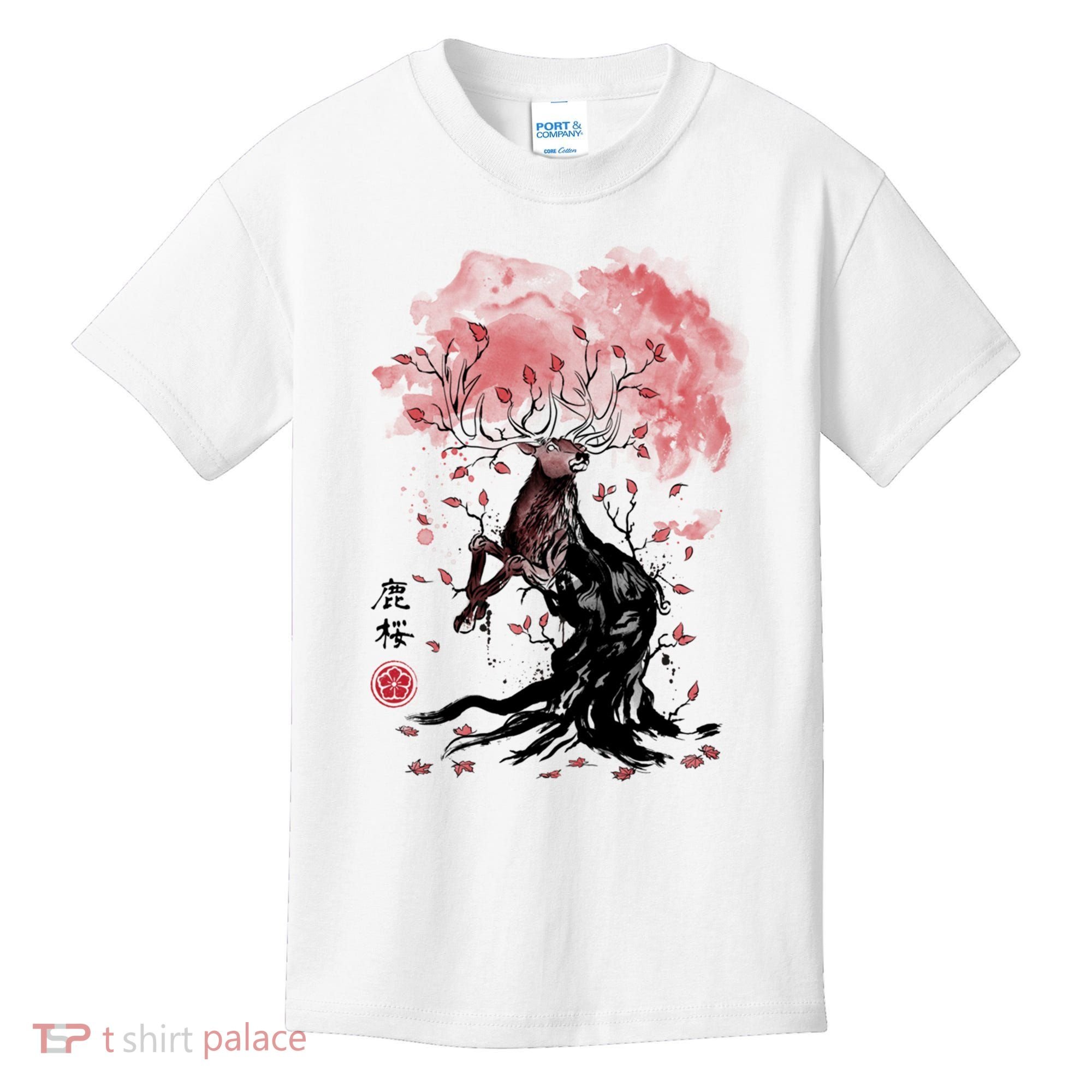 Fantasy Deer Tree Japanese Style Art Picture Painting Kids T-Shirt