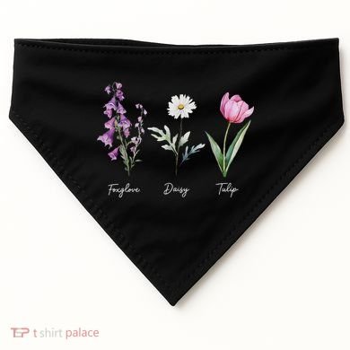 Foxglove Daisy Tulip Floral  USA-Made Doggie Bandana