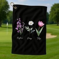 Foxglove Daisy Tulip Floral  Golf Towel thumb 1